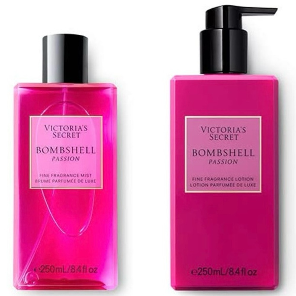 NWT VICTORIA’S SECRET BOMBSHELL PASSION 8.4 OZ/250 ML~Body Mist AND BODY Lotion~